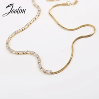 joolim jewelry wholesale waterproof elegant patchwork zircon snake chain necklace gold jewelry
