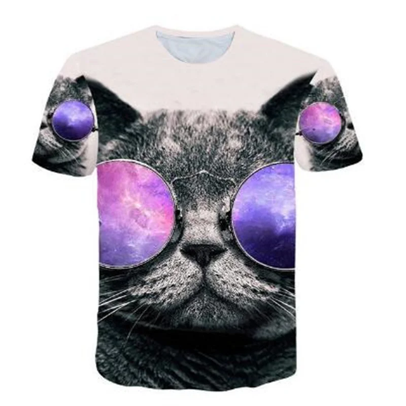

Fashion new cool T-shirt male/female 3D T-shirt printing glasses cat short-sleeved summer top T-shirt male T-shirt