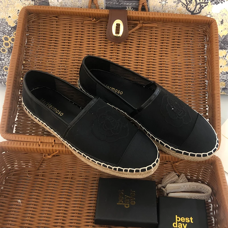 2023 New Breathable Mesh Rushed Hemp Flax Shoes Flower Upper Casual Flats Mujer Sapatos Summer