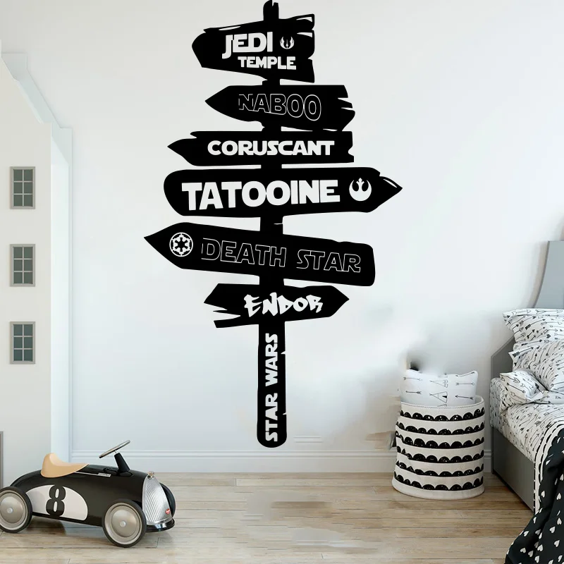 

Cartoon Signpost Road Sign War Wall Sticker Kids Room Playroom Anime Manga Movie Inspirational Quote Wall Decal Bedroom Vinyl