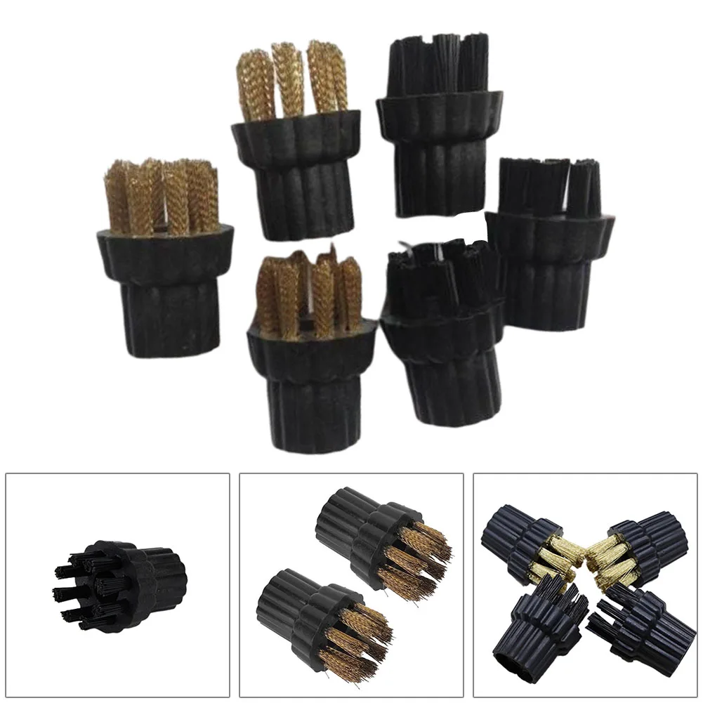 

6pcs Steam Cleaner Brass Nylon Brush Head Replacement Parts Fit For Steam Mop X5 For Floor Carpet Pet Hair Cleaning
