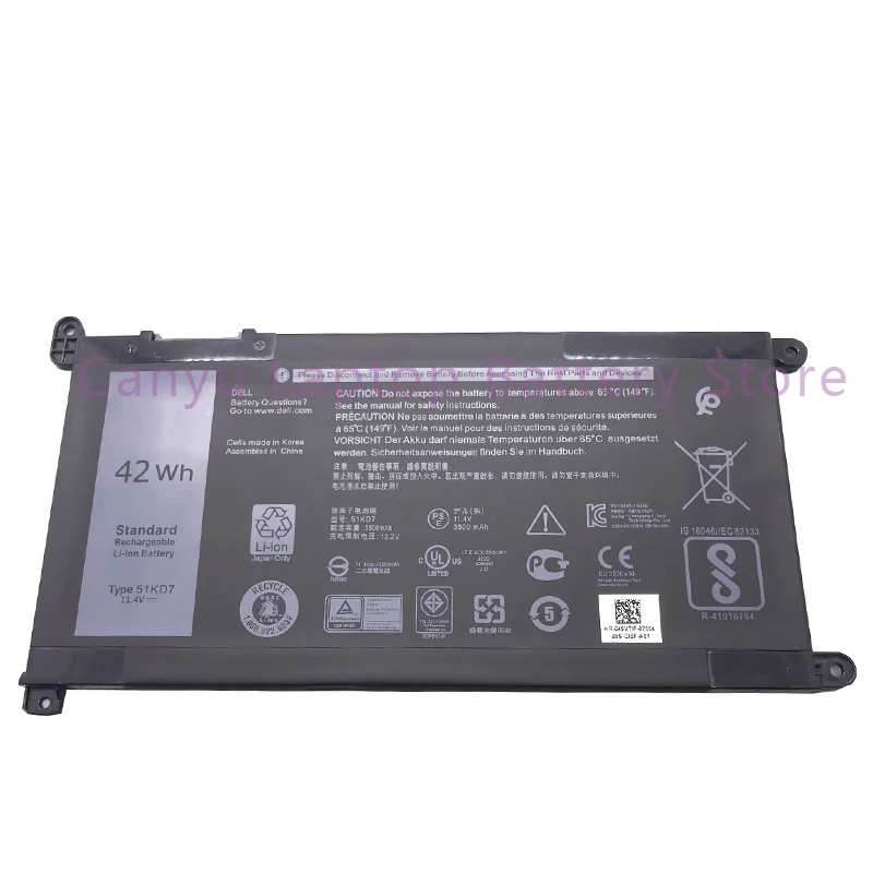

New 51KD7 Laptop Battery For Chromebook 11 3180 3189 P26T FY8XM Y07HK 11.4V 42WH