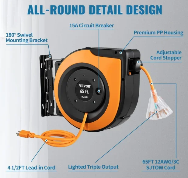 50 футов 65 3c/12awg кабель питания для тяжелых условий эксплуатации 20 А