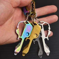 mini key tool card all steel multi function outer hexagon wrench keychain screwdriver outdoor portable bottle opener tool gift