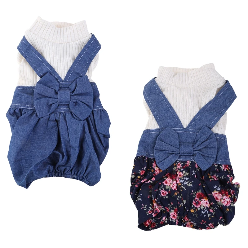 

Pet Dog Jumpsuit Clothes Spring with a Bowknot Soft and Comfortable Gift for Pet