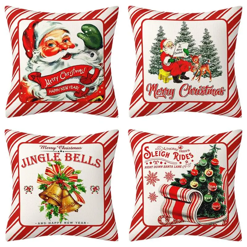 

Christmas Pillow Covers Merry Christmas Throw Pillow Covers Christmas Tree Santa Bells Pillowcase Christmas Decoration supplies