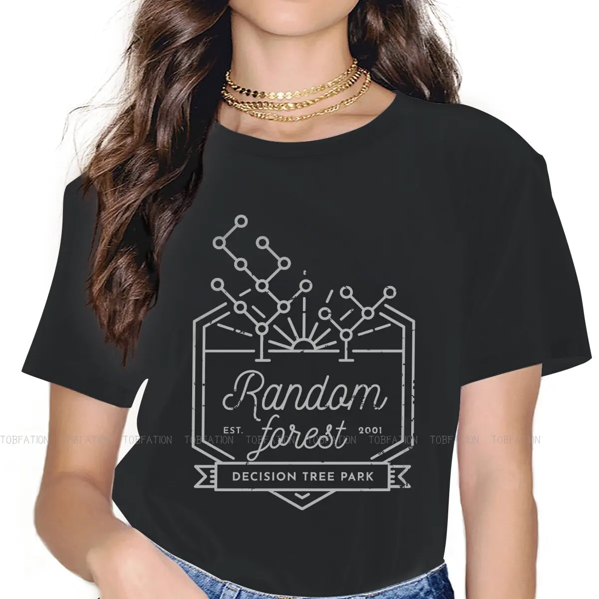 

Random Forest Women's T Shirt Math Graph Mathematics Girls Tees Kawaii Cotton Tops Graphic Tshirt 5XL Oversized Fashion