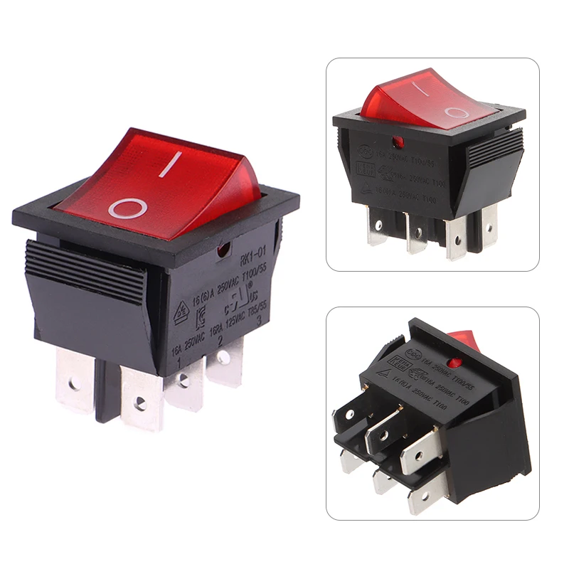 RK1-01 16A 250V ВКЛ-ВЫКЛ клавишный выключатель 4 контакта 6 контактов фотолодка переключатель 1 шт.