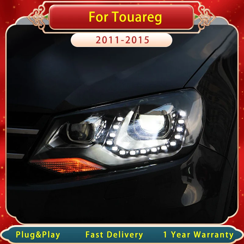 Фото Автомобильная фара для VW Touareg 2011-2015, линза проектора, лампа головного света, DRL, сигнал поворота, фара головного света, аксессуары №2