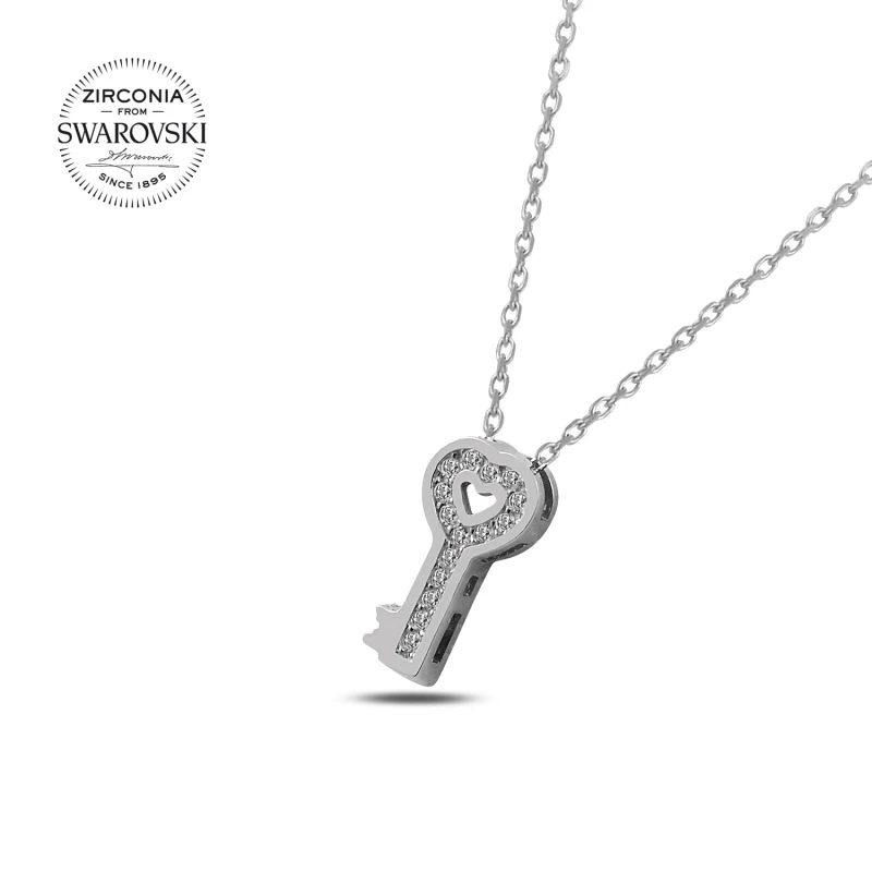 Серебро 925 пробы Swarovski Цирконий камень Сердце Ключ Цепочки и ожерелья | Украшения