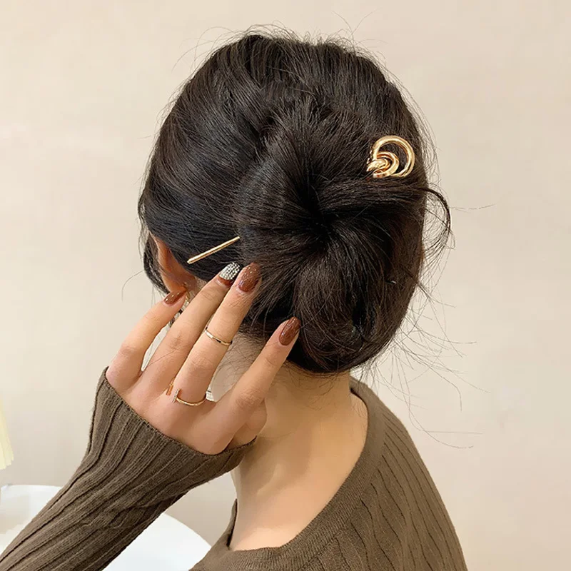 

2022 New Koren Hair Hairpins for Women Gold Fork Disk Barrette Clip Hair Sticks One-character Wedding Headwear Hair Accessories