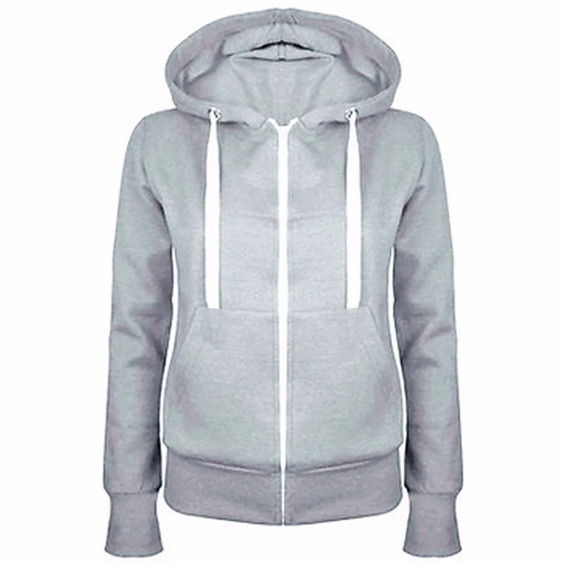 

Casual Women Solid Color Long Sleeve Hoodie Winter Warm Zipper Hooded Sweatshirt Women's Hoodie Long Sleeve Zipper Closure Sweat