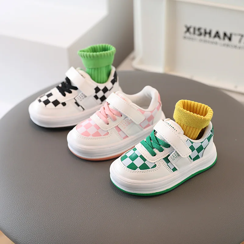 

2022 Newest Children's Casual Shoes Plaid Boys Girls Shoes Korean Version of Fashion High Quality Unisex Toddler Running Shoes