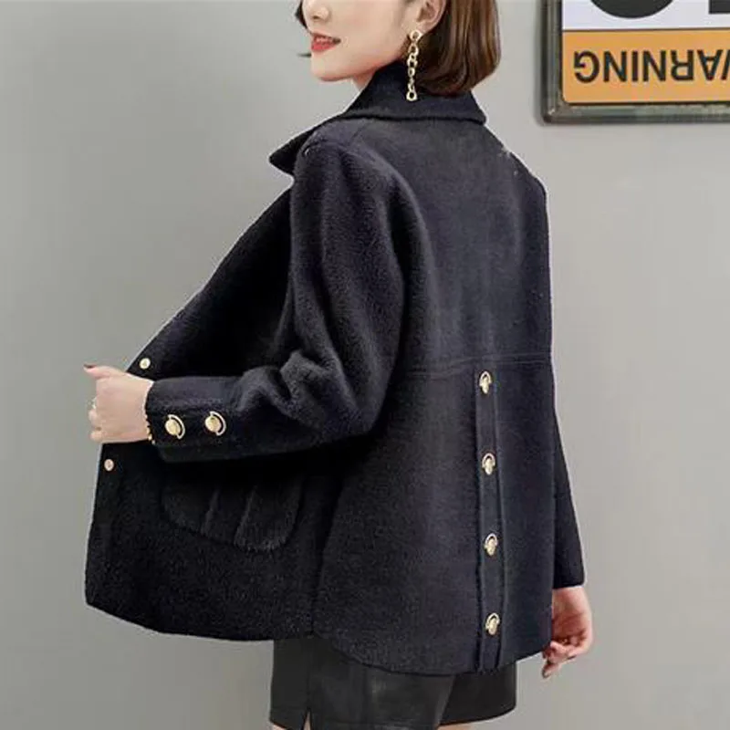 Parkas Women's Outdoors Coats 2022 Winter Faux Fur Imitation Mink Velvet Single Breasted Splicing Cardigan Casual Jackets Woman