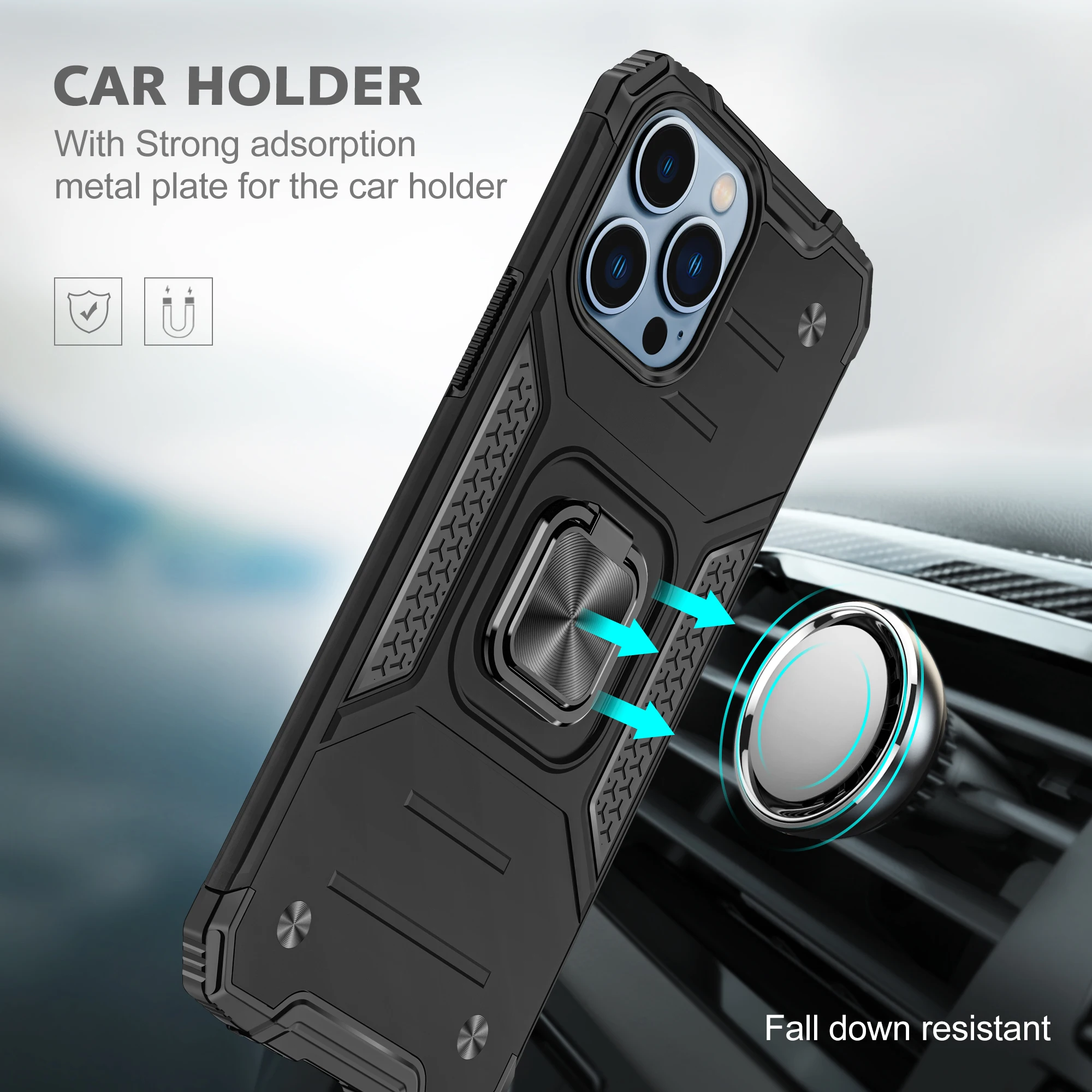Magnetic Metal Ring Stand Holder Phone Case Cover For iPhone 11 12 13 14 Pro Max Xs XR X 8 7 6 6s Plus SE 2022 Coque Fundas Capa