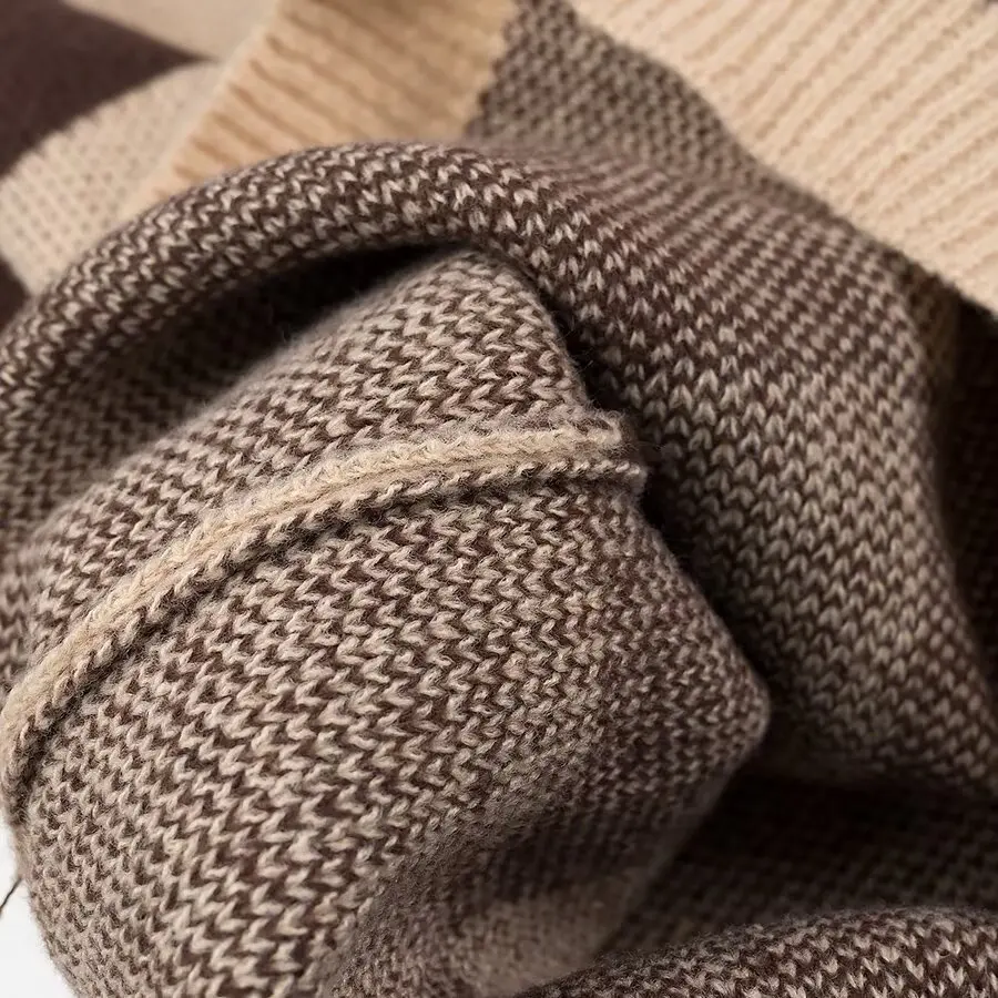 TRAFZA женский винтажный клетчатый свитер с круглым вырезом коричневый пуловер со