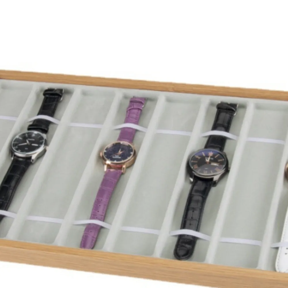 Bamboo 8/10 Slots Wrist Watch Box Travel Watch Holder Storage Case Organizer Black Zippe Watch Jewelry Boxes Display Box