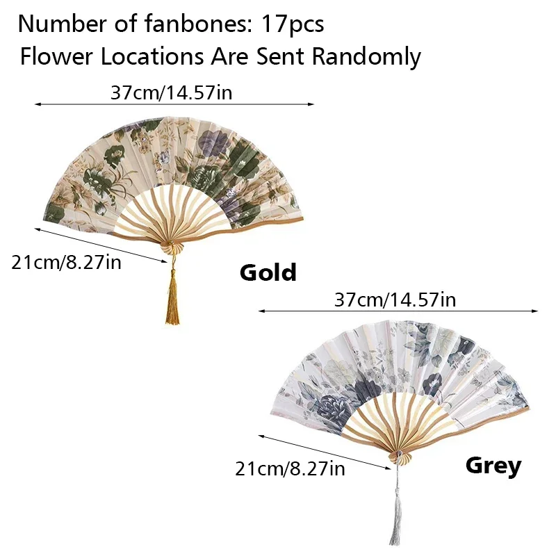 Винтажный Бамбуковый Складной Веер С Цветочным Принтом Волнистая Форма Ручной