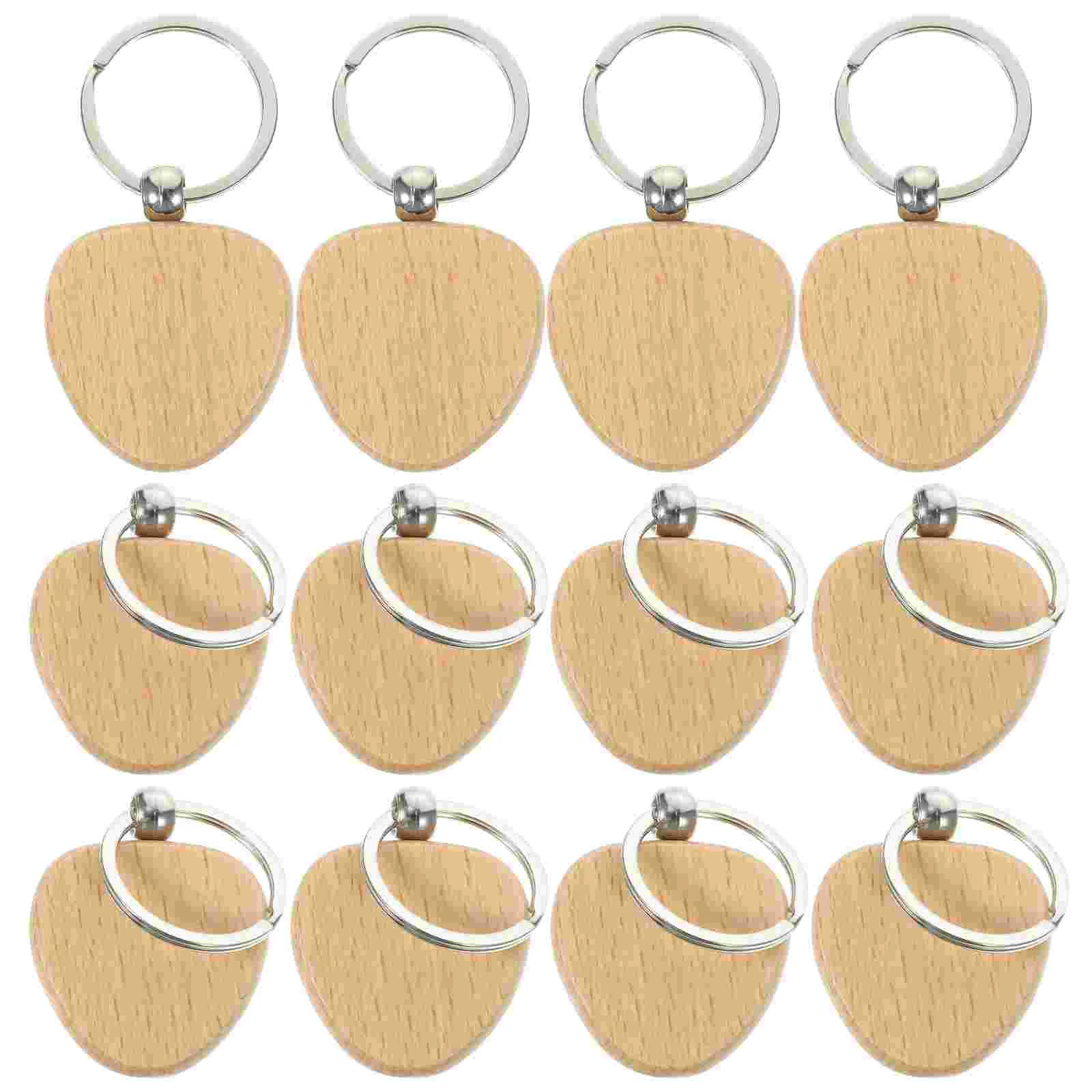 

20 Pcs Key Fob DIY Blank Keyring Wood Chain Laser Beech Wooden Keychain Decor Keychains Crafts