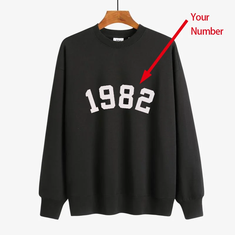 

Custom Your Number Your Year Round Neck Sweatshirt Long Sleeves 1982 Personality Creative Customize Numbers You Need