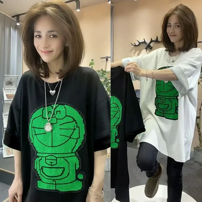 Женская футболка средней длины 31271*180 г двутканая летняя из молочного шелка с