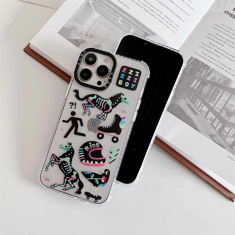 Модный милый чехол для телефона с изображением рентгеновского кота и лошади iPhone