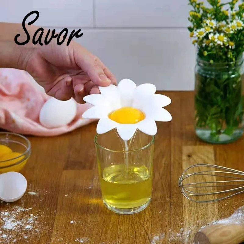 Cute Flower Design Plastic Egg Separator, Egg White Yolk Divider Kitchen Gadgets Baking Tools Egg Extracto