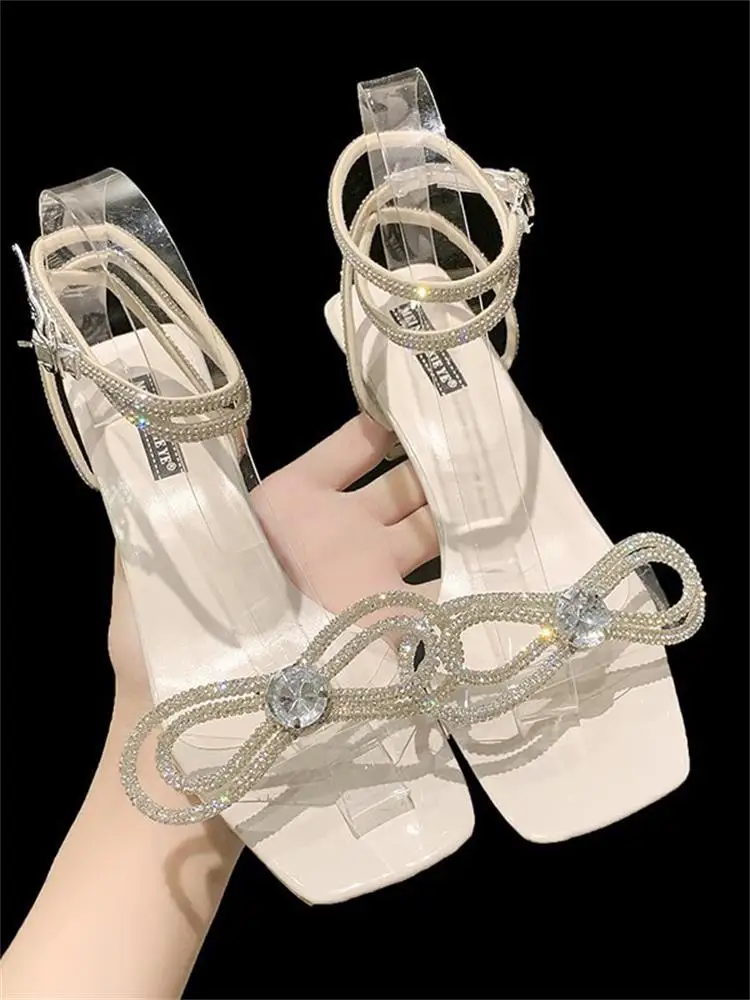 

Clear Heels Beige Heeled Sandals Comfort Shoes for Women Med Buckle Strap Black Spring High Medium 2022 Bow Block Girls Fashion