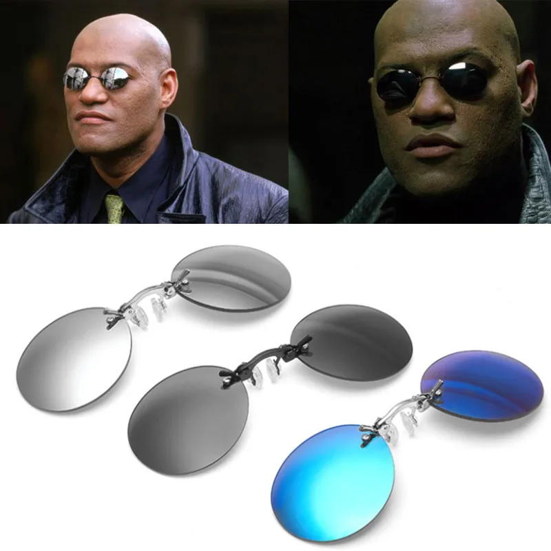

Clip On Nose Glasses Round Rimless Matrix Morpheus Sunglasses Mini Frameless Vintage Men Eyeglasses UV400