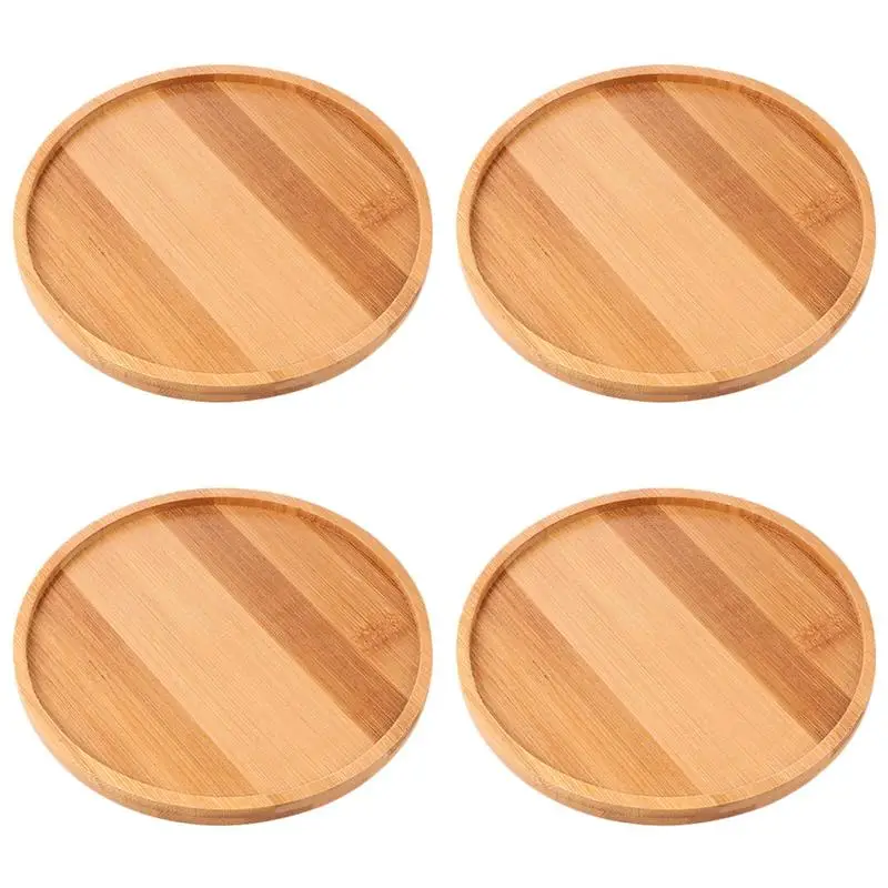 

4 шт., бамбуковые подносы для цветов