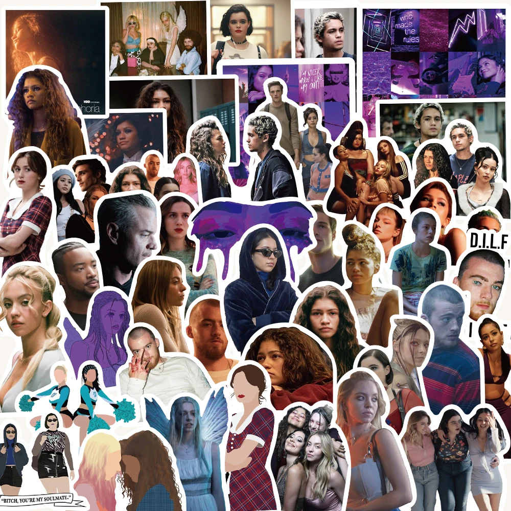 

10/50pcs TV show drama Euphoria Stickers Decal for Refrigerator Car Helmet DIY Gift Box Bicycle Notebook Skate Trunk