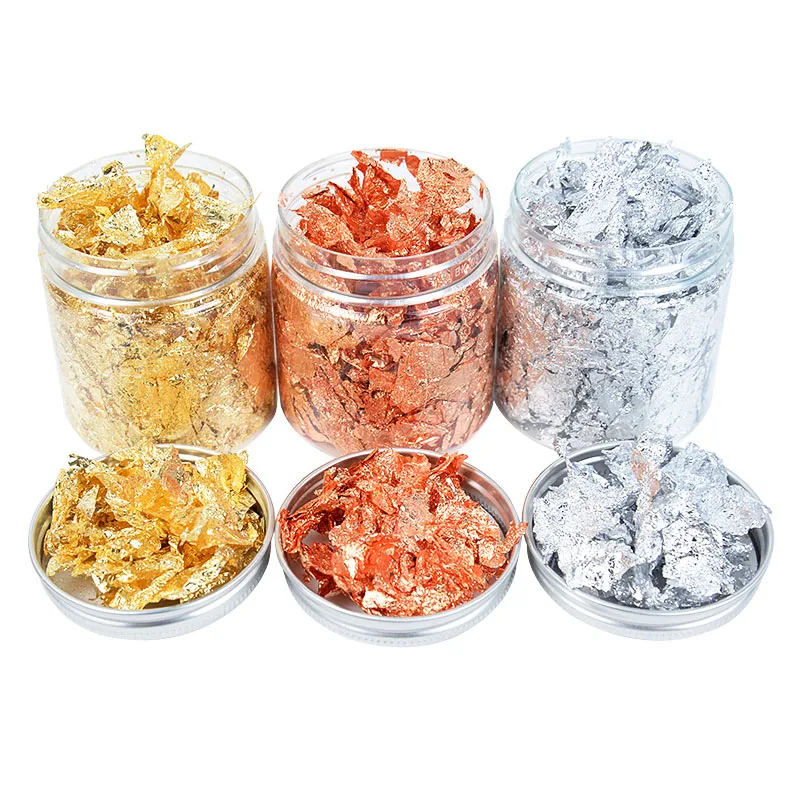 3g Imitation Gold Silver Copper Foil Crumbs Diy Nail Art Bulk Flakes Shiny Home Painting Paper Decor Supplies |