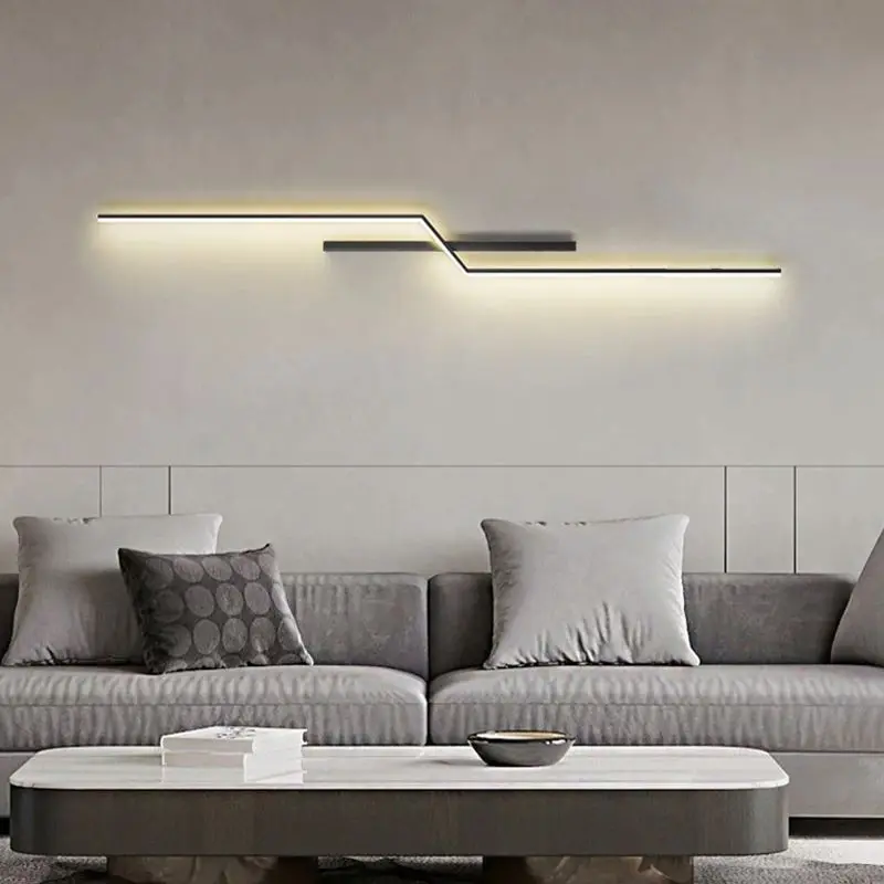 LED Modern Strip Wall Lamps Minimalist Bedroom Bedside Study Wall Sconce Living Room TV Sofa Backdrop Decorative Indoor Lighting