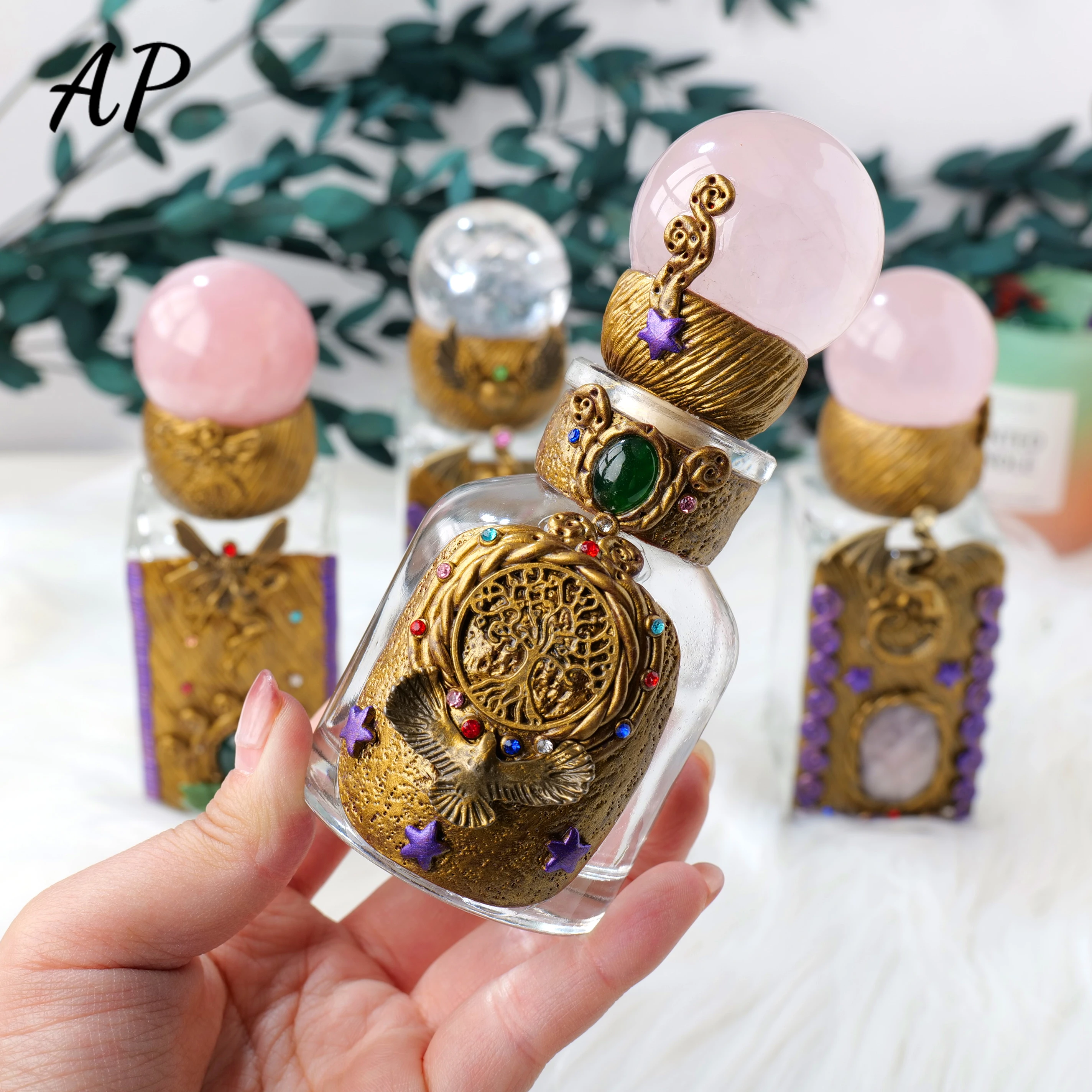Natural Crystal Sphere Magic Medicine Bottle Energy Healing Magic  Bottle Crystal Ball Divination Mysterious Water Bottle Gift