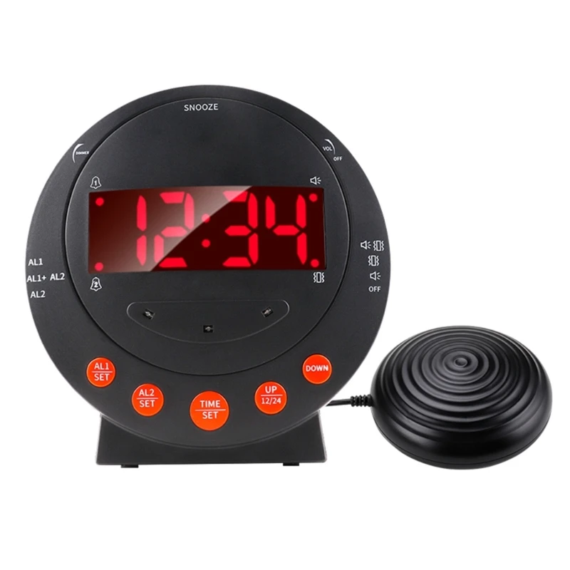 With Bed Shaker Vibrating Alarm Clock Led Digital Display For Heavy Sleepers Adults Kids Teenager