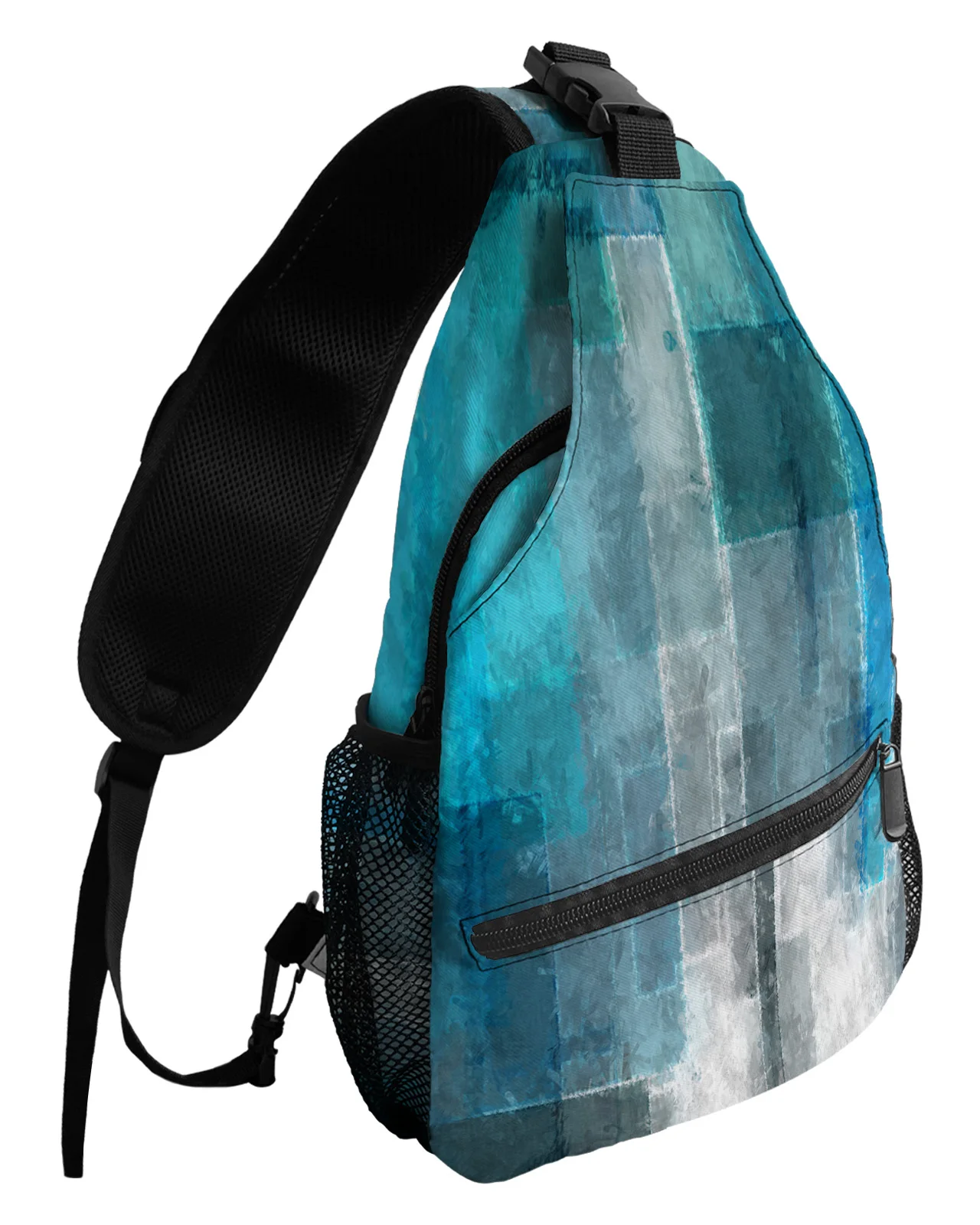 Синяя нагрудная сумка с абстрактным масляным рисунком для женщин и мужчин