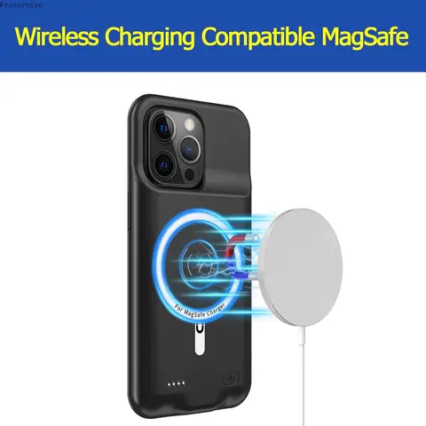 Магнитный чехол для беспроводного зарядного устройства для iPhone 15 Pro Max, чехол Power для зарядки Magsafe, чехол для аккумулятора Power Bank