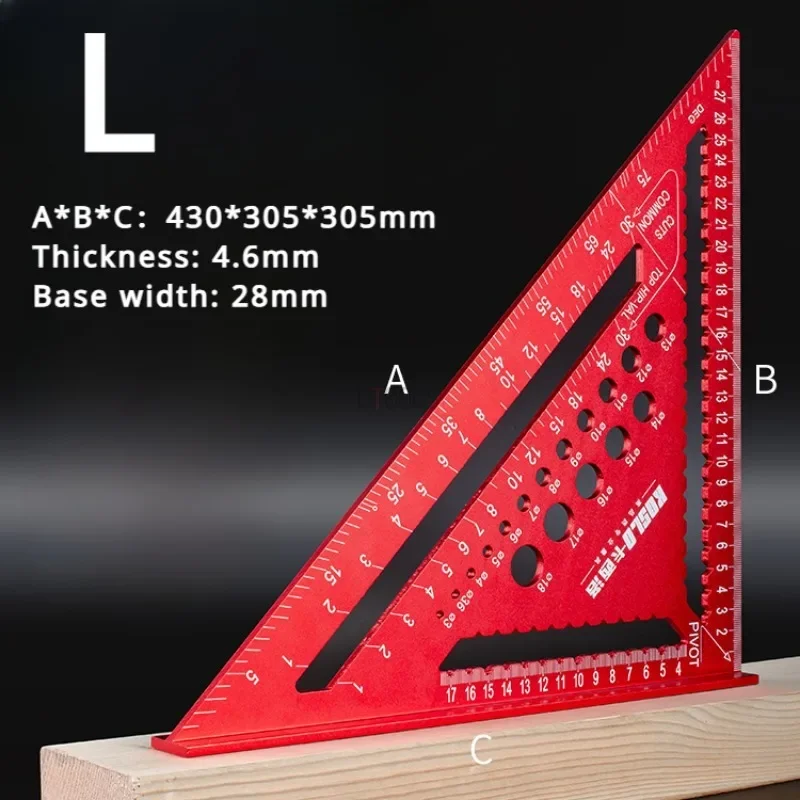 

Новая треугольная линейка для деревообработки, штамповки и позиционирования 45 ° /90 ° Угловая линейка, сверло из алюминиевого сплава, прецизионная измерительная линейка