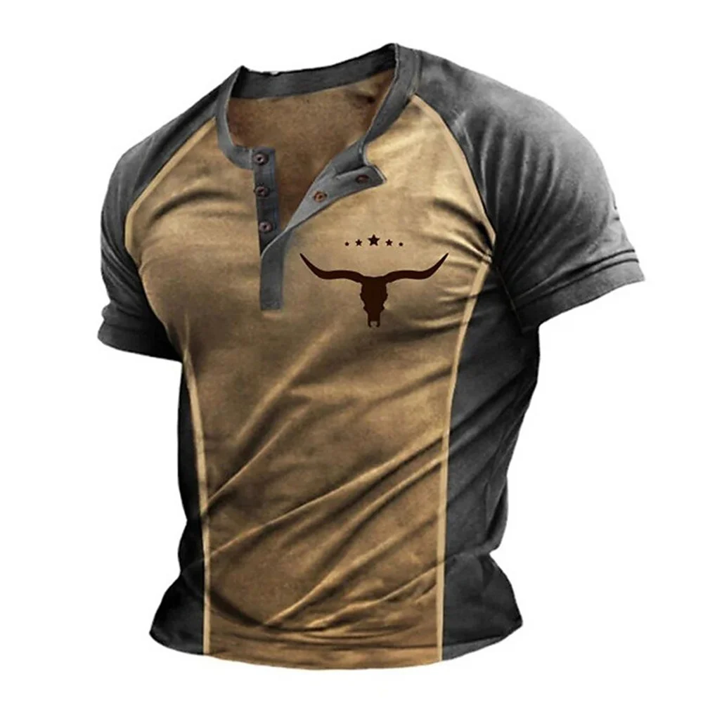 

Henley Men's T-shirts Plain Short Sleeve Tee Oversized T Shirt 3D Print Casual Male Top Streetwear Clothe Summer Vintage Hip Hop