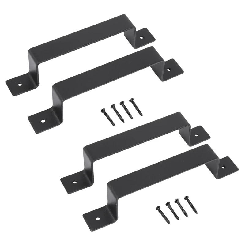 

4 Pcs Black Sliding Barn Door Handle Pull Set For Gate Kitchen Furniture Cabinet Closet Drawer Screws Included