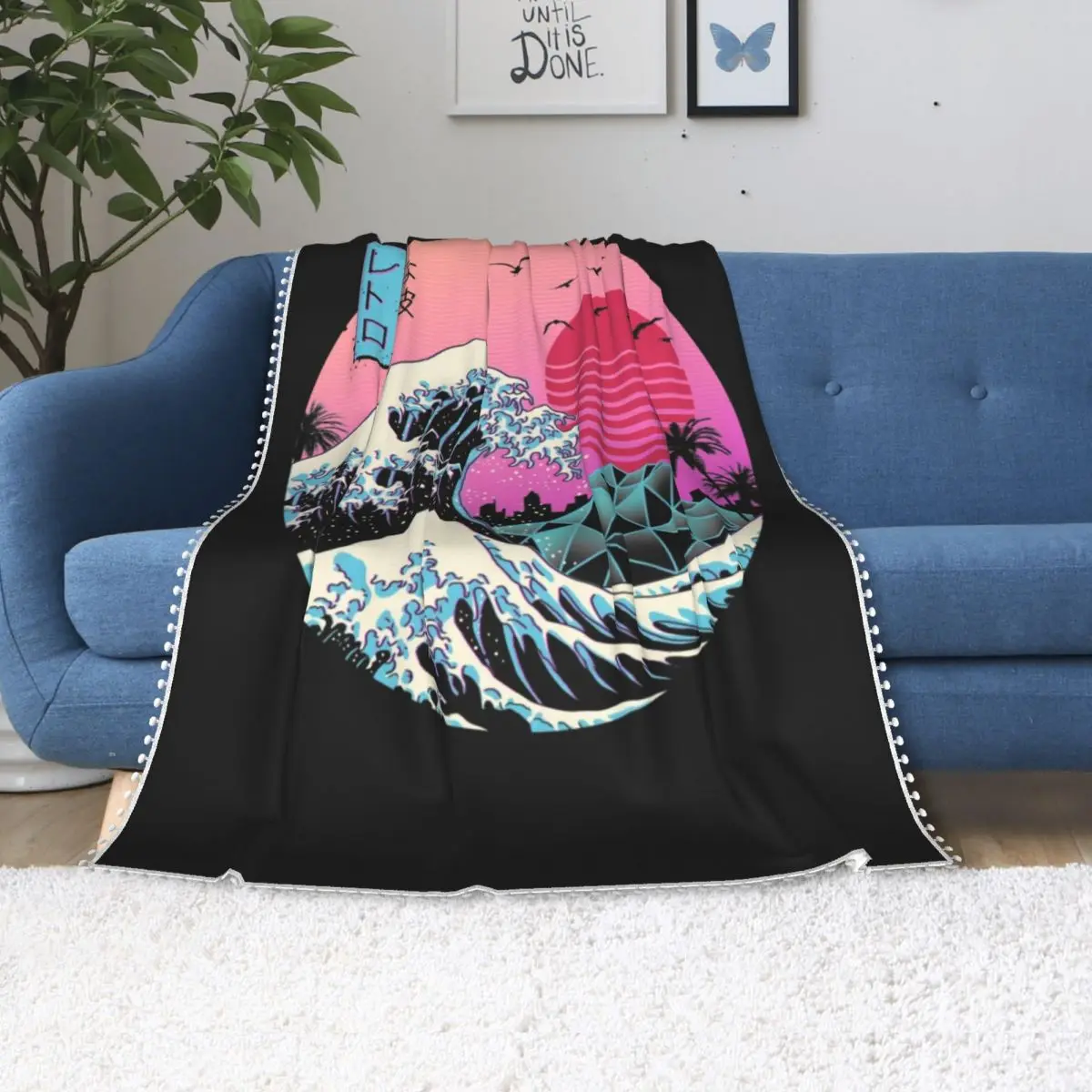 The Great Wave одеяло Ретро Vaporwave Дешевое уютное покрывало флисовое очень мягкое |