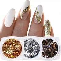 aluminum foils gold glitter nail sequins irregular flakes mirror chrome paillette powder manicure nail art decorations trcb01 08