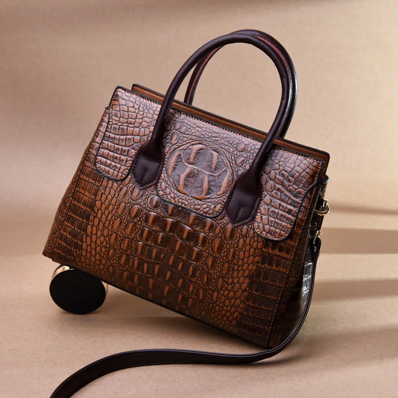 

2023Elegant Women's PU Leather Shoulder Bag Alligator Print Luxury Designer Tote