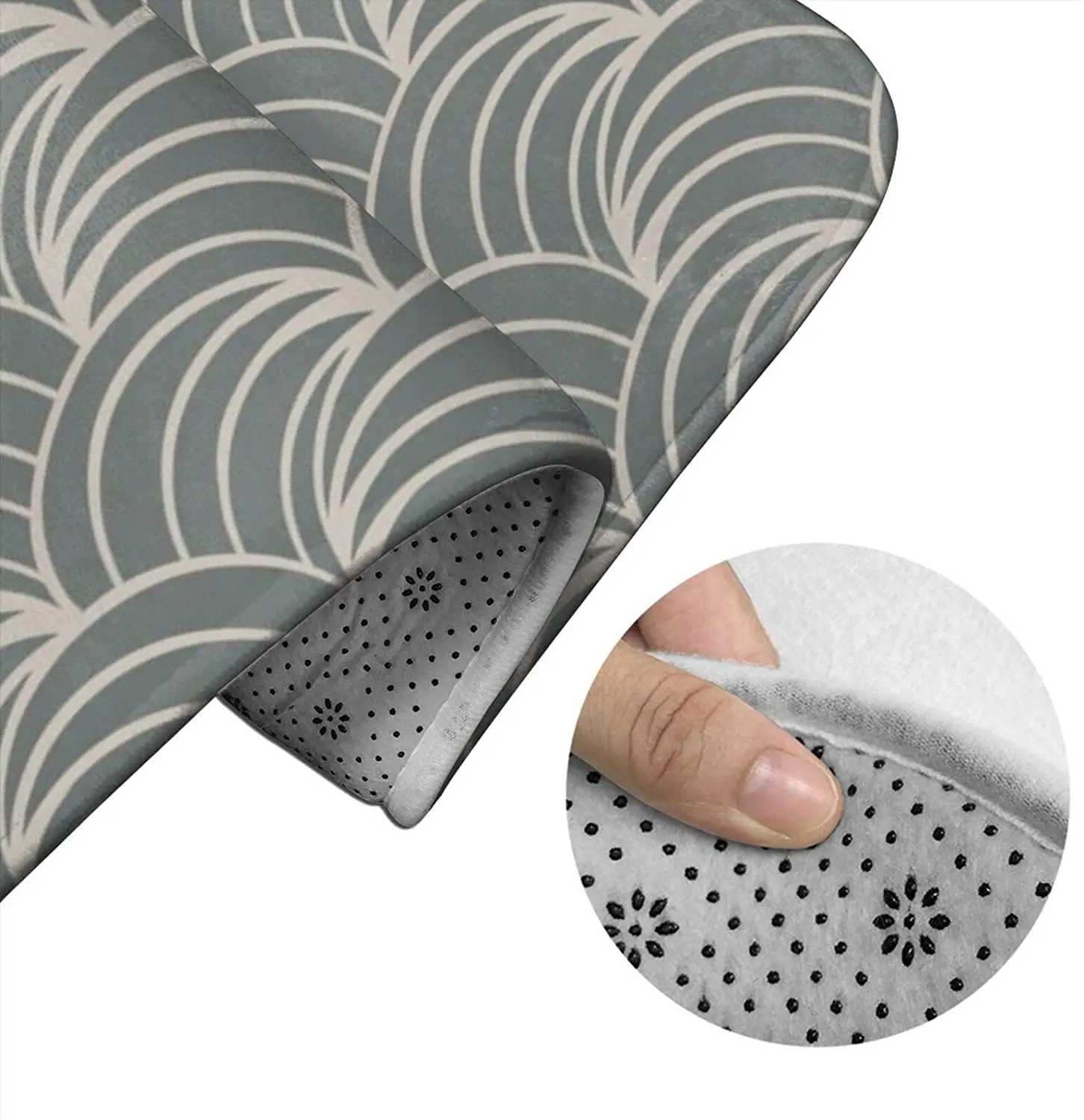 

Art Deco Grey Ocean Waves Bathroom Mat Sets 3 Piece Set Rugs Memory Foam Mat Set Toilet Seat Cover Bath mat Lid Cover