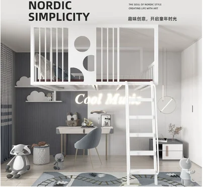 Железное искусство поднятая кровать для взрослых и детей пентхаус подвесная