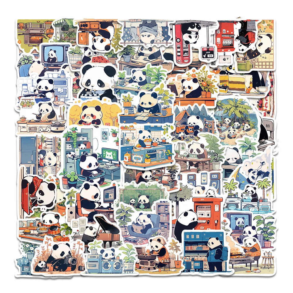

10/30/50PCS New DIY Panda Daily Stickers Cartoon Creative Anime iPad Desk Luggage Car Guitar Bed Decoration Waterproof Wholesale