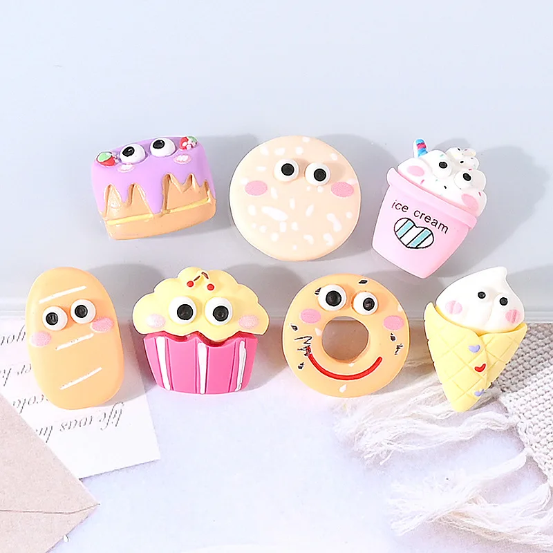 

10Pcs Kawaii Cake Cartoon Ice Cream Flatback Resin Cabochon Scrapbook Craft Phone Shell Materials Hair Accessories Embellishment