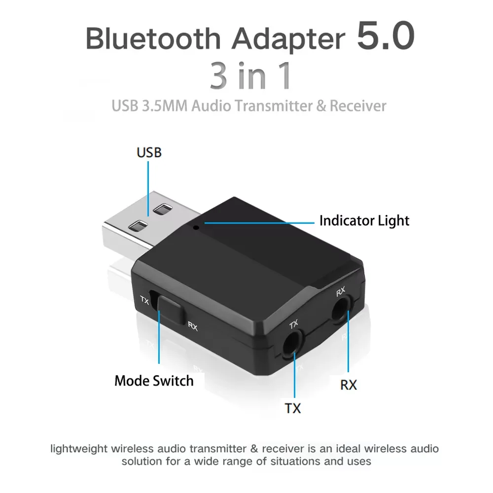 Bluetooth-передатчик ресивер беспроводной адаптер Bluetooth 5 0 мини-адаптер 3 мм AUX стерео
