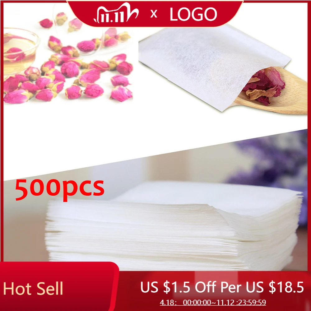 

500pcs Empty Teabags Heat Seal Filter Pepper Herb Loose Tea Bags 5.5x6.2cm Kitchen Teaware Disposable Tea Bags Coffee Filter