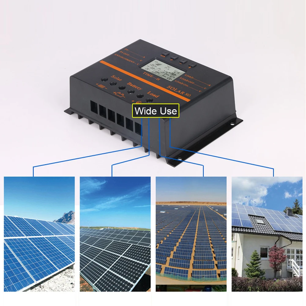 PWM Solar Charge Controller 12V/ 24V Self-Adapting LCD Panel Battery Discharge Regulator Temperature Compensation |